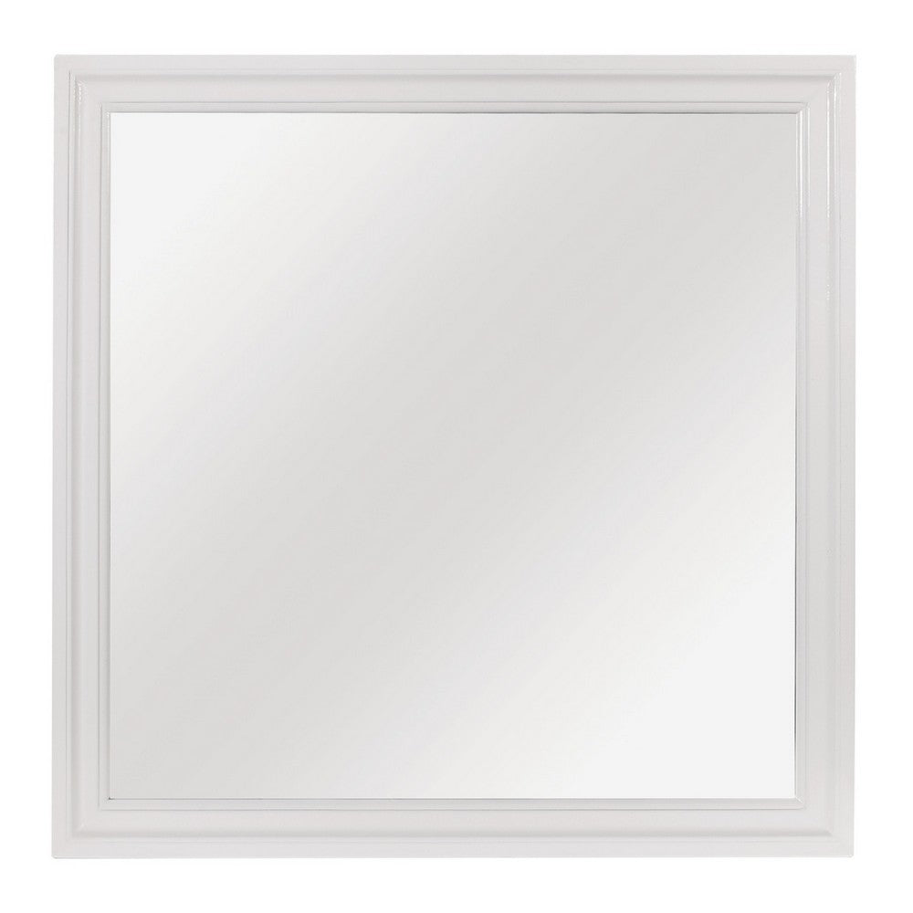 Teich Vanity Dresser Mirror | Modern Glam White Wood Frame | 39x 39
