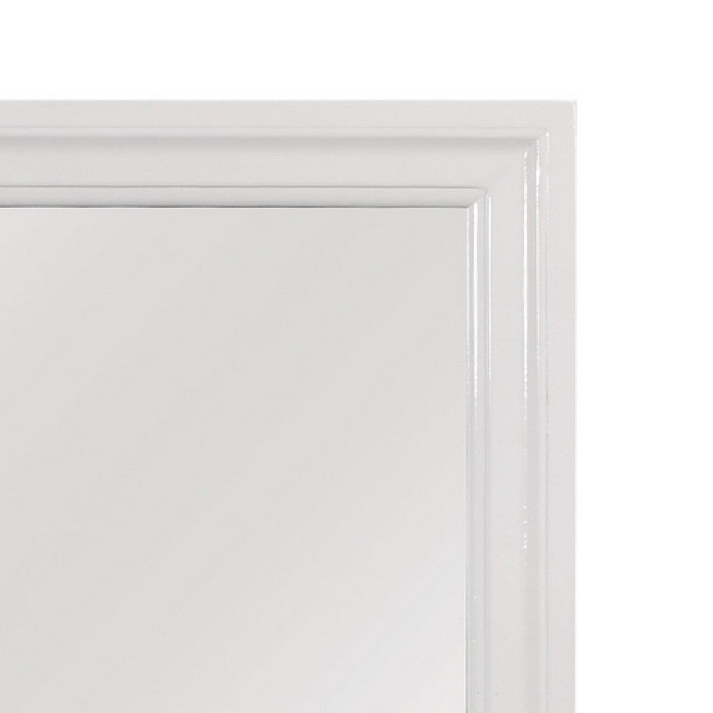 Teich Vanity Dresser Mirror | Modern Glam White Wood Frame | 39x 39