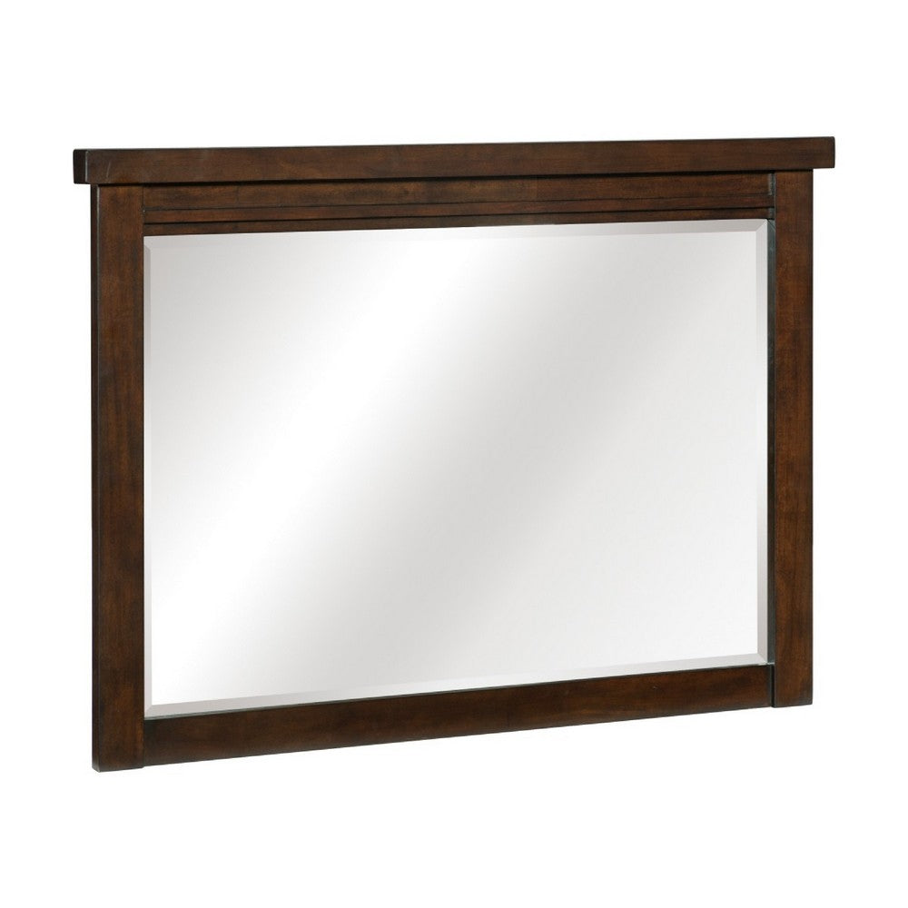 Daisy Vanity Dresser Mirror | Rustic Brown Mango Veneer Frame | 35 x 48