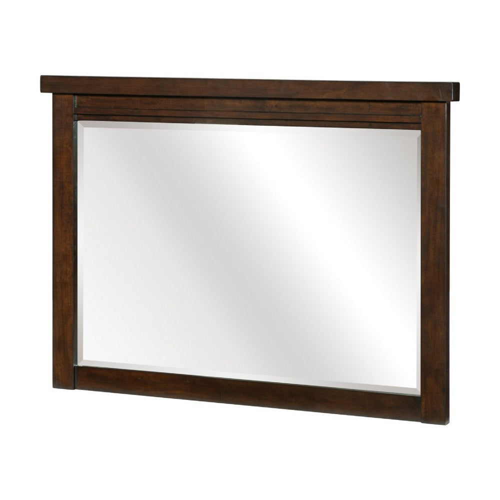 Daisy Vanity Dresser Mirror | Rustic Brown Mango Veneer Frame | 35 x 48