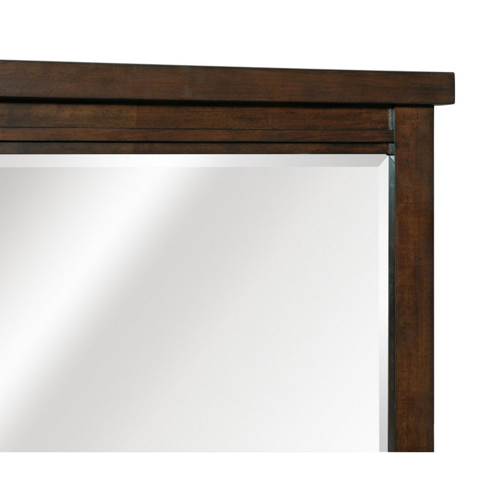 Daisy Vanity Dresser Mirror | Rustic Brown Mango Veneer Frame | 35 x 48
