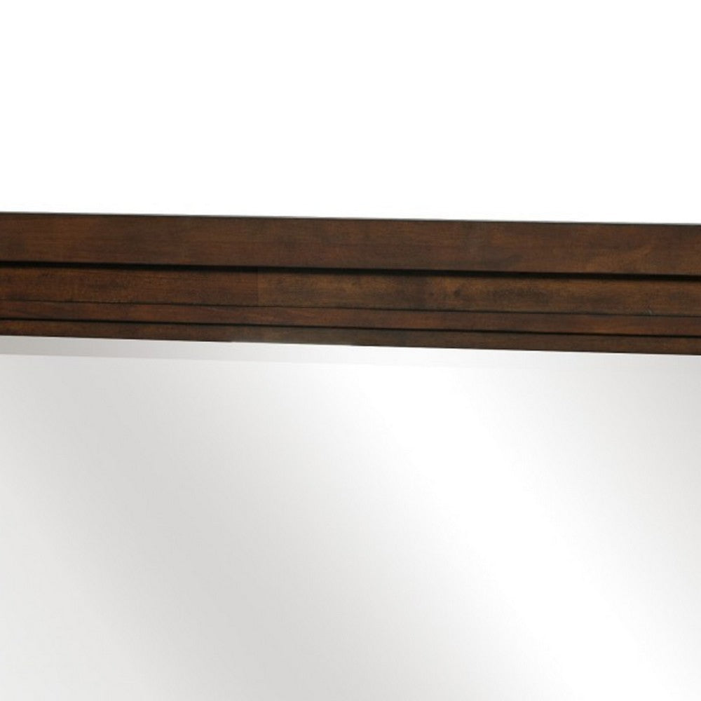 Daisy Vanity Dresser Mirror | Rustic Brown Mango Veneer Frame | 35 x 48