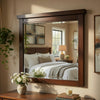 Daisy Vanity Dresser Mirror | Rustic Brown Mango Veneer Frame | 35 x 48