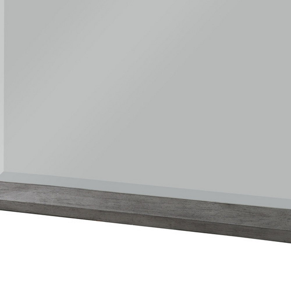 Stacy Vanity Dresser Mirror | Wire Brushed Gray Wood Frame | 39 x 41