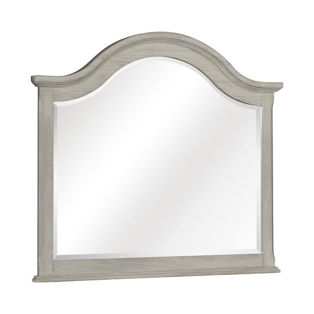 Ugo Vanity Dresser Mirror | Farmhouse Light Gray | 38 x 42 Arched Frame