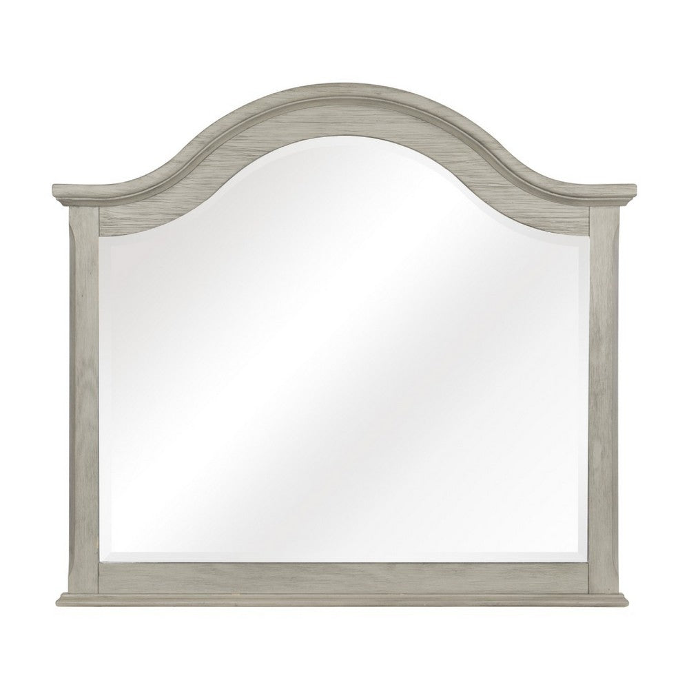 Ugo Vanity Dresser Mirror | Farmhouse Light Gray | 38 x 42 Arched Frame
