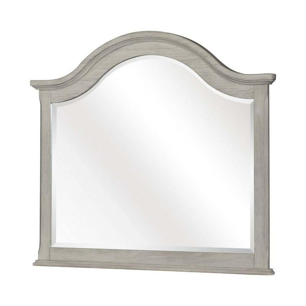 Ugo Vanity Dresser Mirror | Farmhouse Light Gray | 38 x 42 Arched Frame
