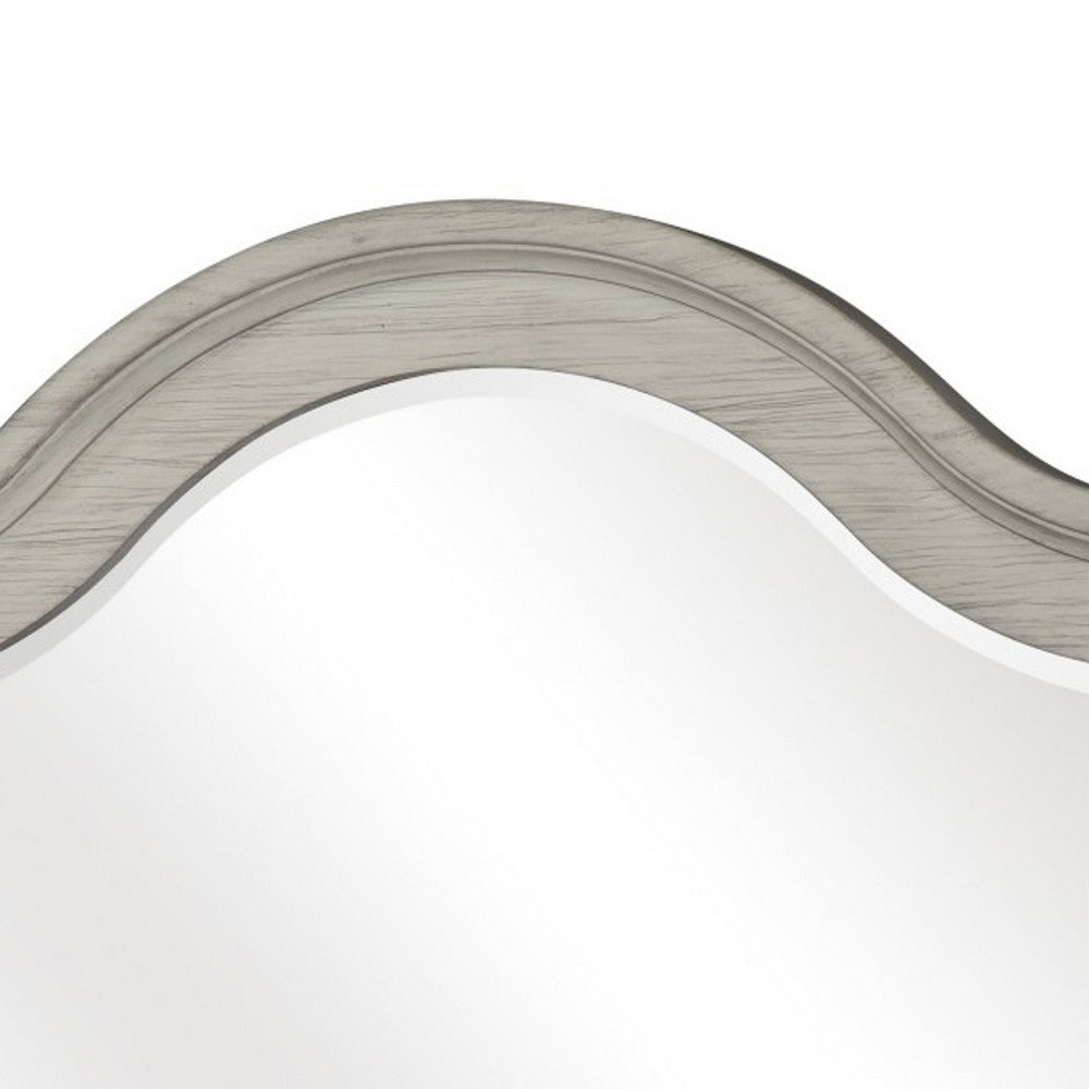 Ugo Vanity Dresser Mirror | Farmhouse Light Gray | 38 x 42 Arched Frame