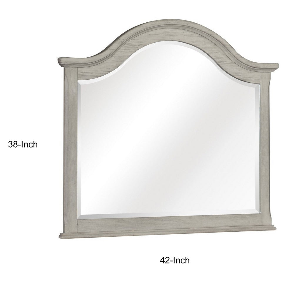 Ugo Vanity Dresser Mirror | Farmhouse Light Gray | 38 x 42 Arched Frame