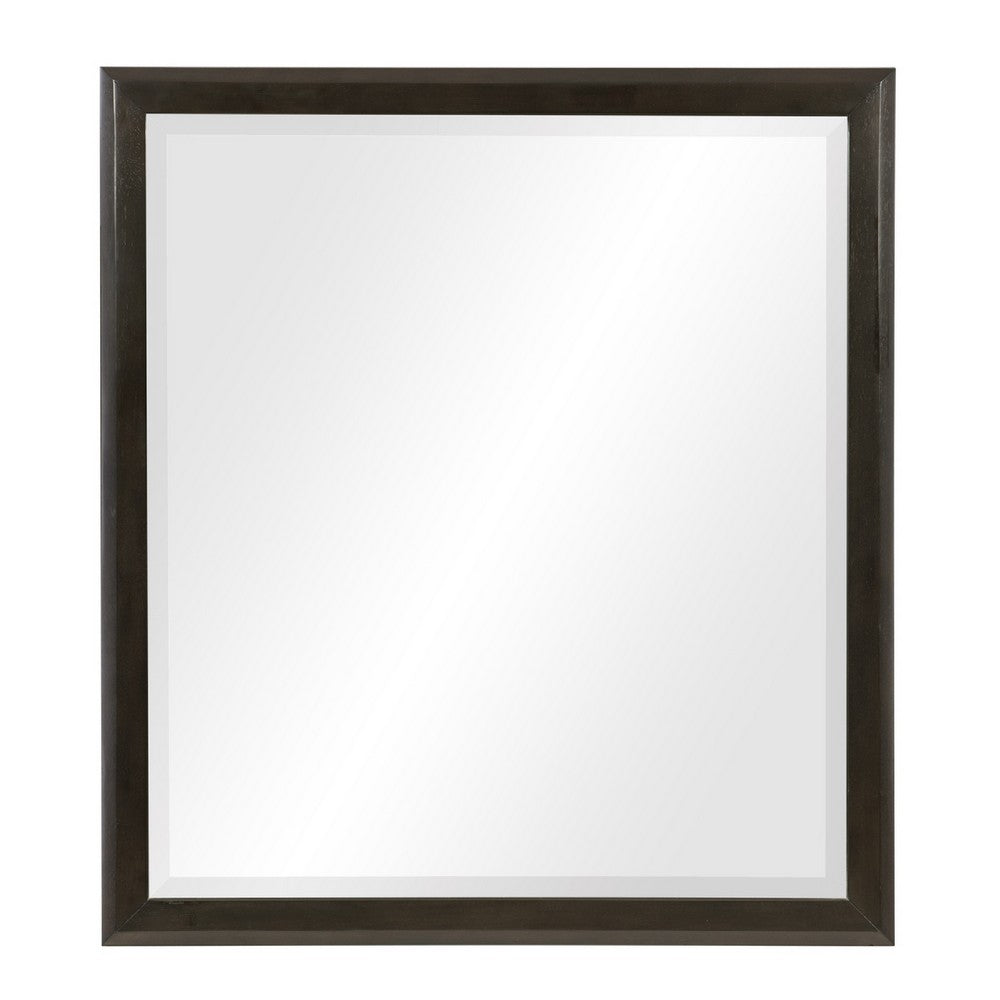 Pagi Vanity Dresser Mirror | Dark Charcoal Black Wood Frame | 38 x 42