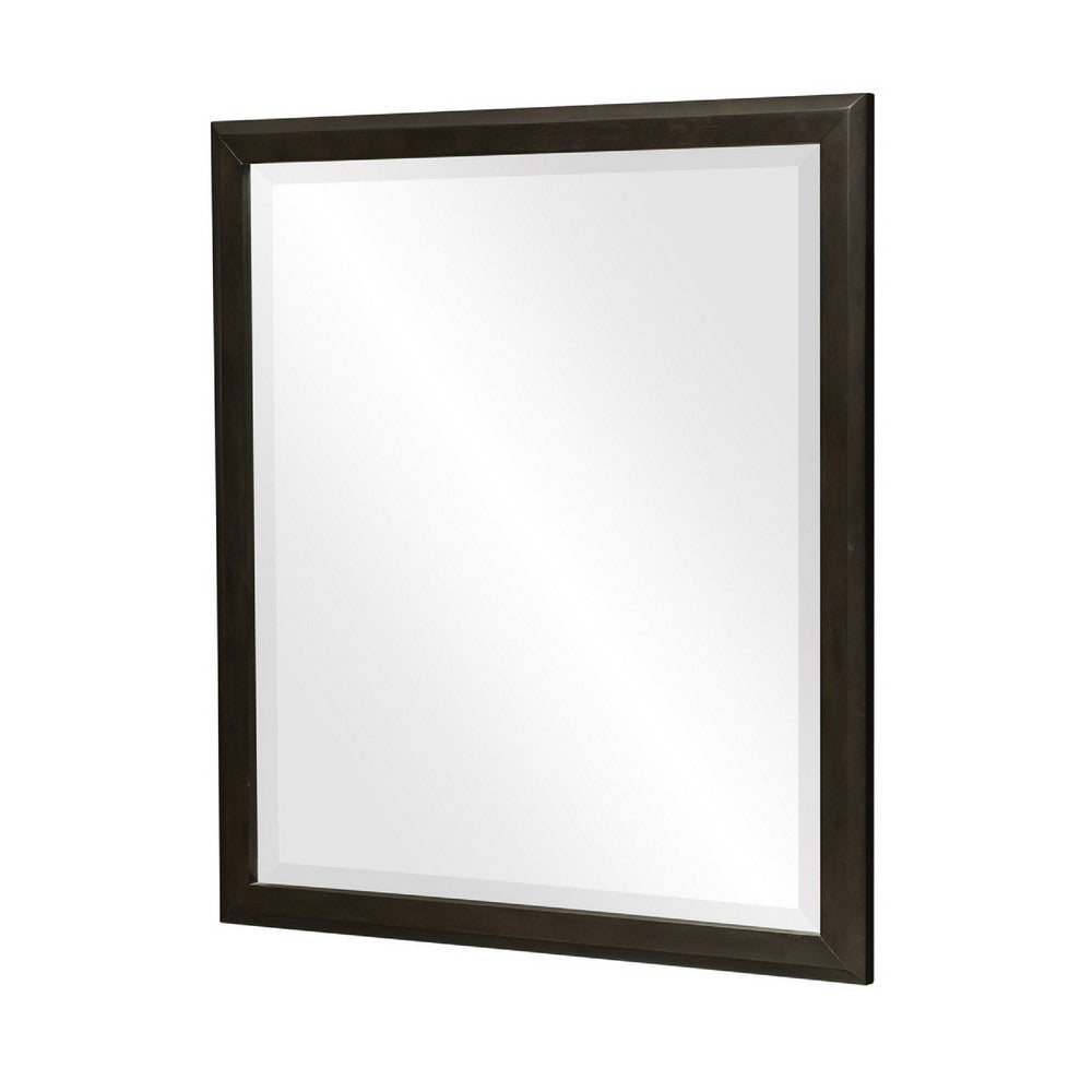 Pagi Vanity Dresser Mirror | Dark Charcoal Black Wood Frame | 38 x 42