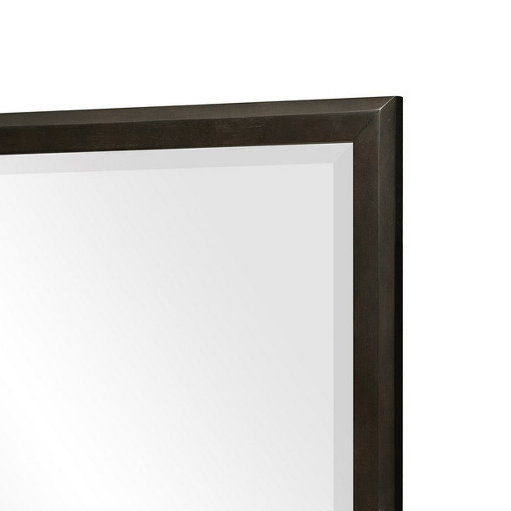 Pagi Vanity Dresser Mirror | Dark Charcoal Black Wood Frame | 38 x 42