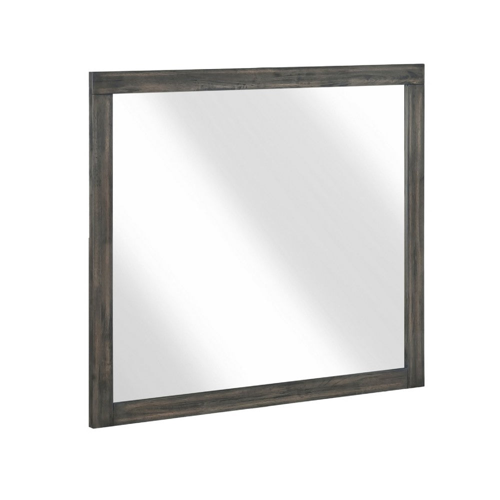 Deena Vanity Dresser Mirror | Brownish Gray Wood Frame | 36 x 41