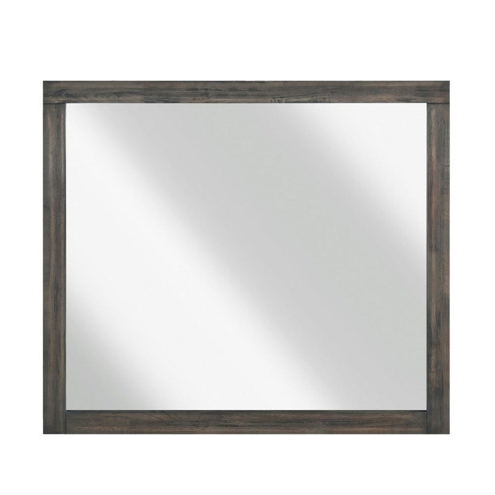 Deena Vanity Dresser Mirror | Brownish Gray Wood Frame | 36 x 41