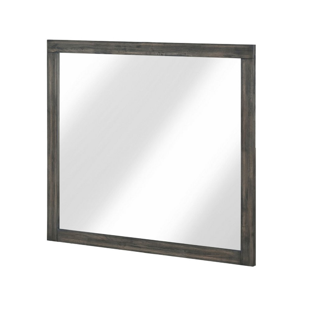 Deena Vanity Dresser Mirror | Brownish Gray Wood Frame | 36 x 41