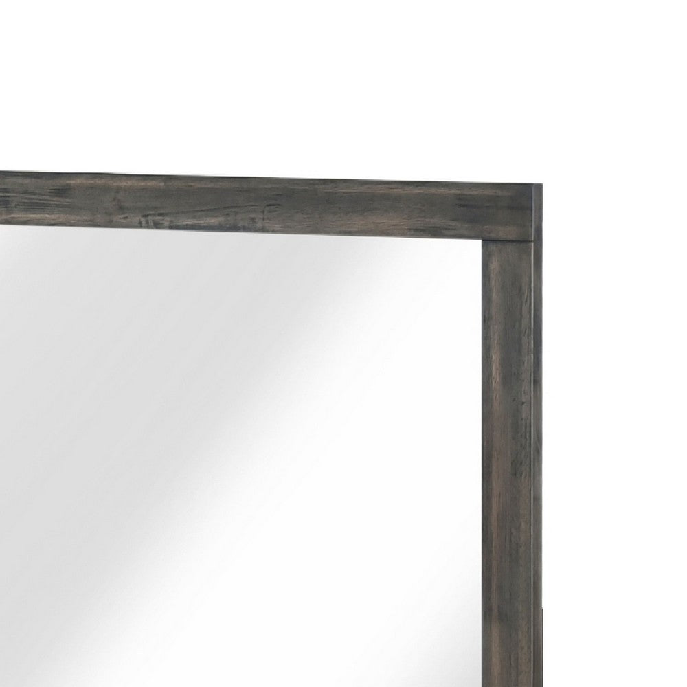 Deena Vanity Dresser Mirror | Brownish Gray Wood Frame | 36 x 41