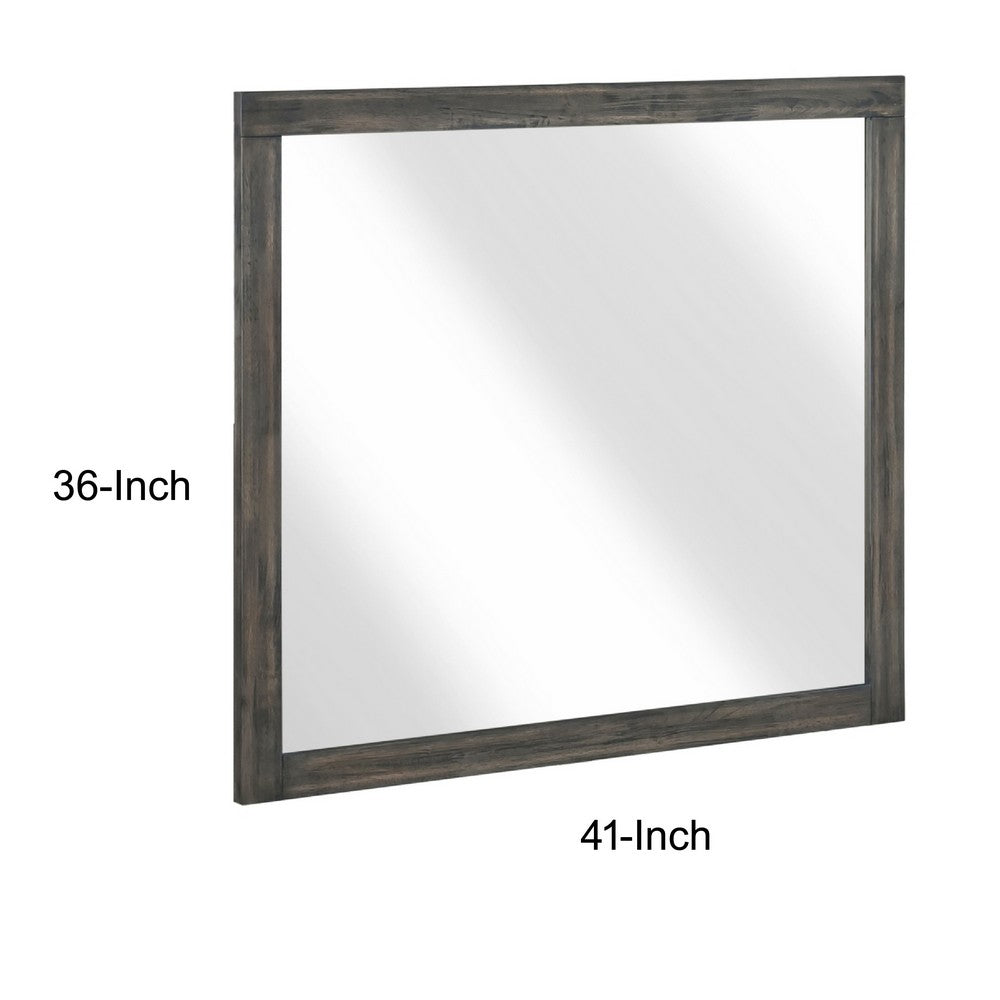 Deena Vanity Dresser Mirror | Brownish Gray Wood Frame | 36 x 41