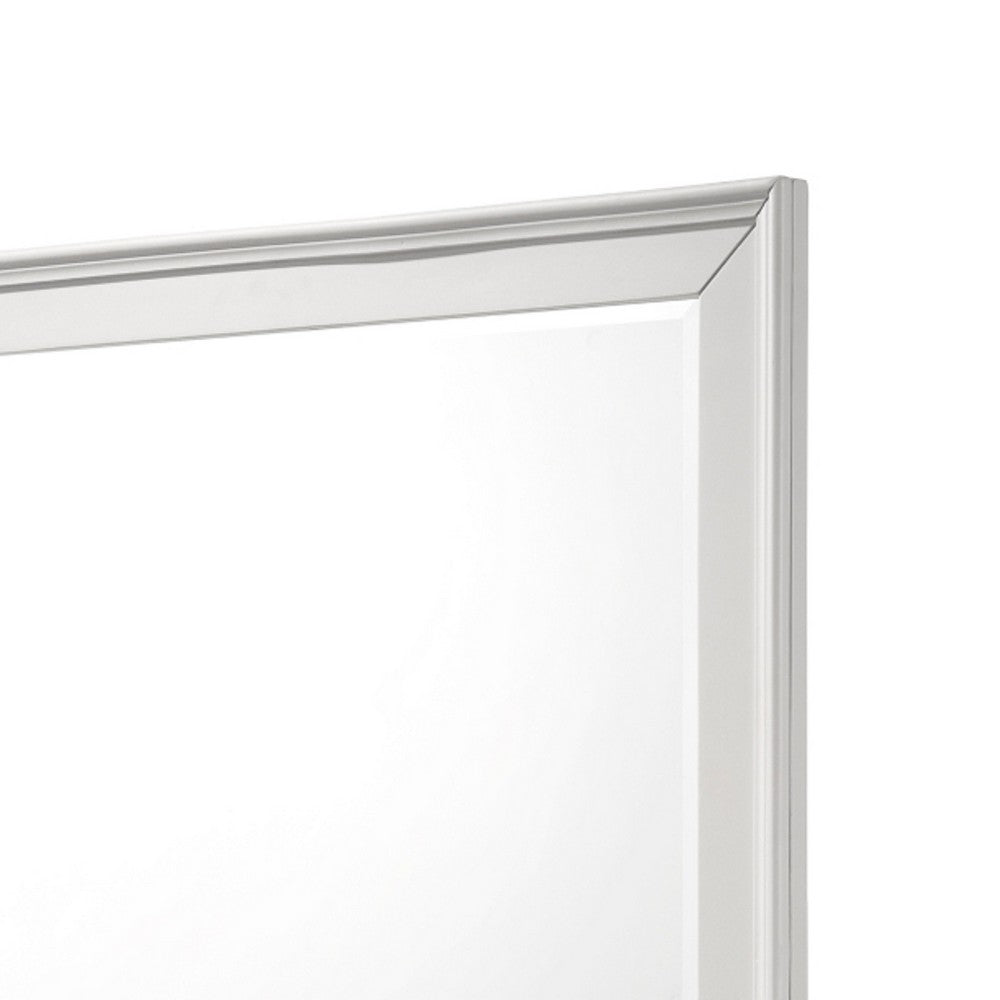 Etgo Dresser Mirror | Framed Design | Transitional White Wood | 39x39 Square