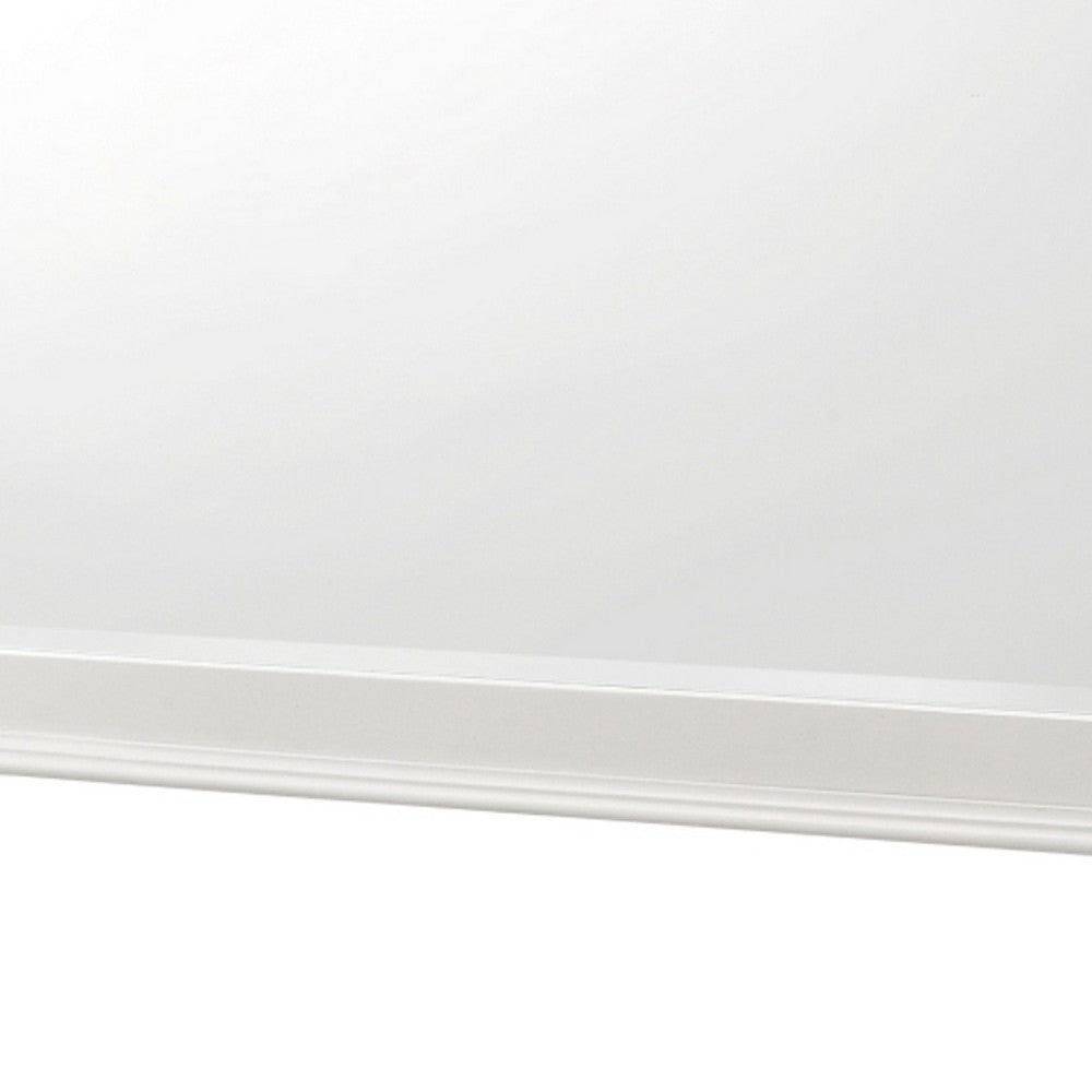 Etgo Dresser Mirror | Framed Design | Transitional White Wood | 39x39 Square