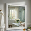Etgo Dresser Mirror | Framed Design | Transitional White Wood | 39x39 Square