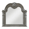 Toga Arch Dresser Mirror | Carved Frame | Silver Tipping | Gray Wood 50x52