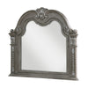 Toga Arch Dresser Mirror | Carved Frame | Silver Tipping | Gray Wood 50x52