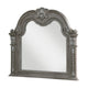 Toga Arch Dresser Mirror | Carved Frame | Silver Tipping | Gray Wood 50x52