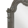 Toga Arch Dresser Mirror | Carved Frame | Silver Tipping | Gray Wood 50x52