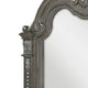 Toga Arch Dresser Mirror | Carved Frame | Silver Tipping | Gray Wood 50x52