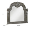 Toga Arch Dresser Mirror | Carved Frame | Silver Tipping | Gray Wood 50x52