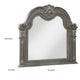 Toga Arch Dresser Mirror | Carved Frame | Silver Tipping | Gray Wood 50x52
