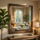 Reva Dressing Mirror | Framed Design | Light Brown Wood | 32x34 Rectangular