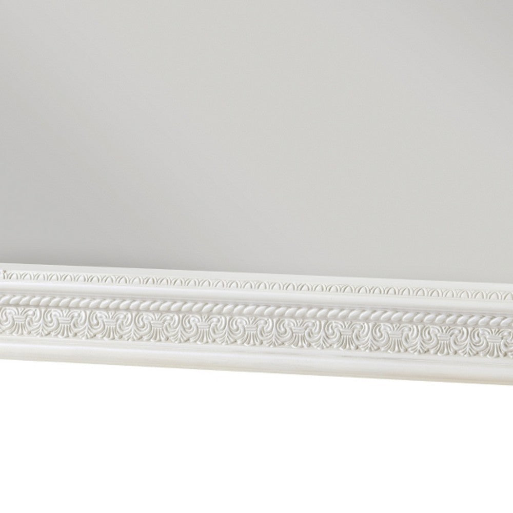 Rotu Dresser Mirror | Egg & Dart Molded Frame | Pearl White Wood | 40x46