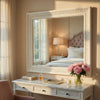 Rotu Dresser Mirror | Egg & Dart Molded Frame | Pearl White Wood | 40x46