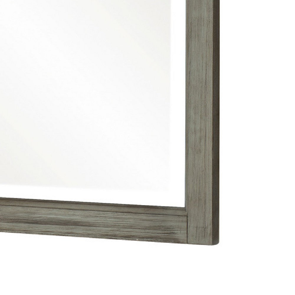 Cadie Dresser Mirror | Planked Top Rail | Antique Gray & Coffee Brown 38x42