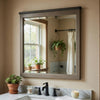 Cadie Dresser Mirror | Planked Top Rail | Antique Gray & Coffee Brown 38x42