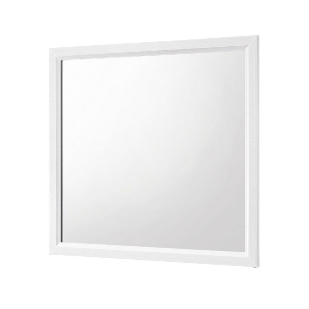 Ameya Dresser Mirror | Framed Design | Printed White Wood Grain | 36x39