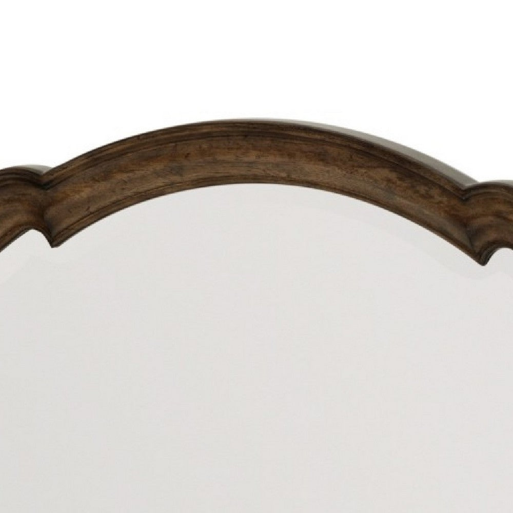 Deborah Dresser Mirror | Arched Frame w Routed Edges | Oak Brown 40x48