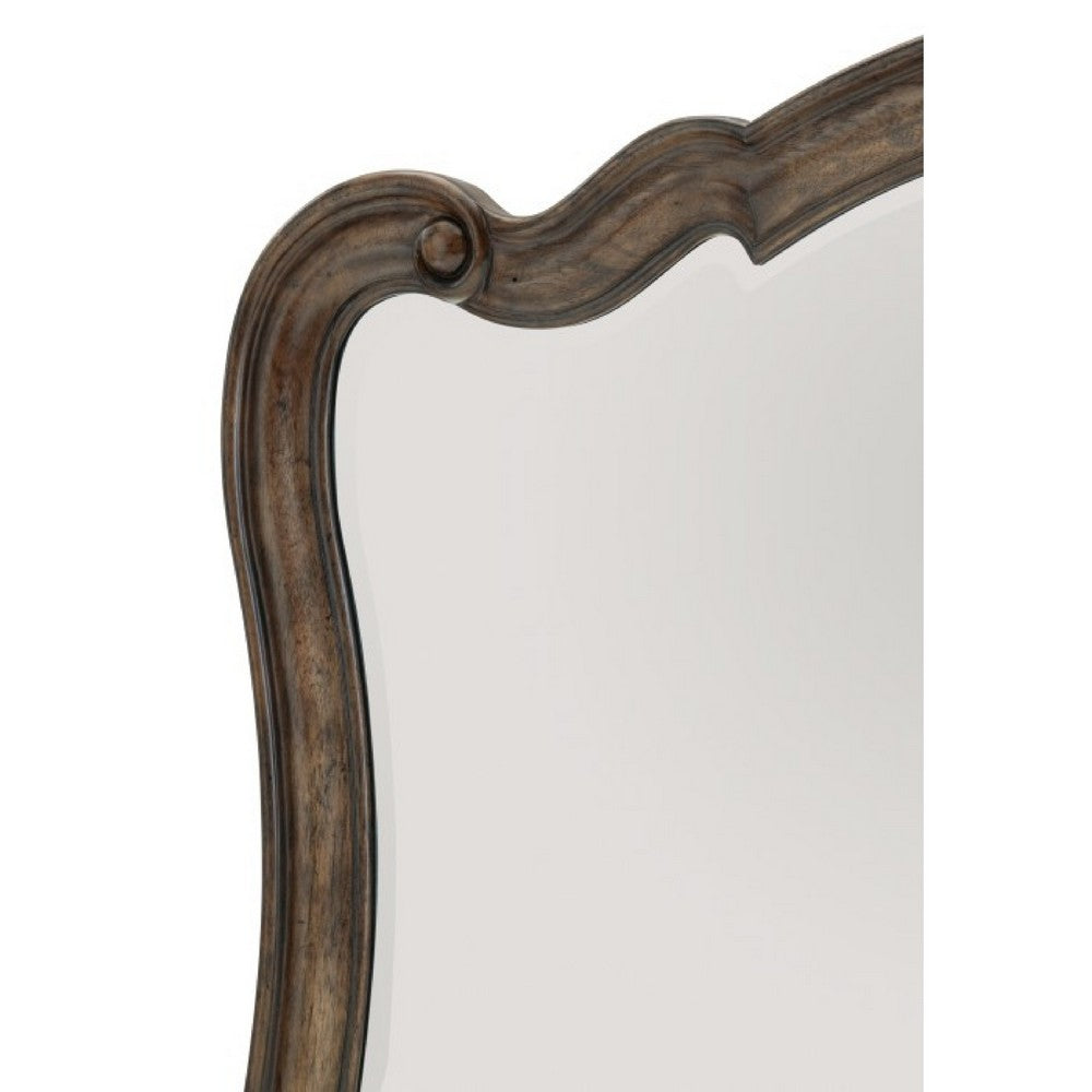 Deborah Dresser Mirror | Arched Frame w Routed Edges | Oak Brown 40x48