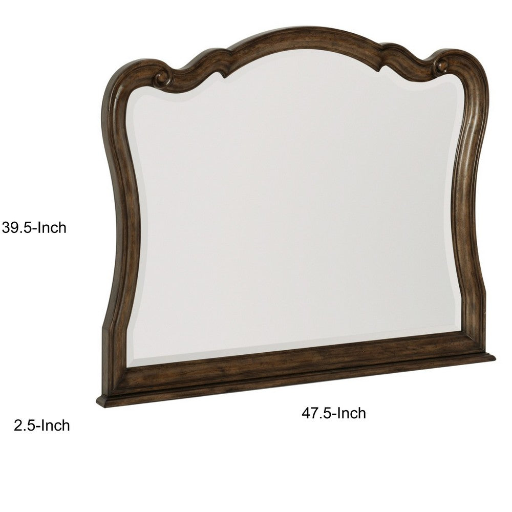 Deborah Dresser Mirror | Arched Frame w Routed Edges | Oak Brown 40x48