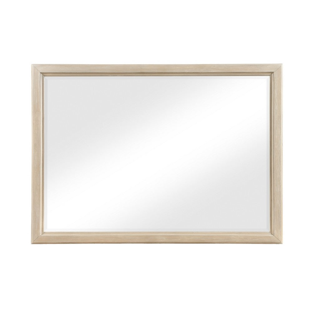 Hadly Dresser Mirror | Framed Design | Farmhouse Style | Beige Wood 38x51