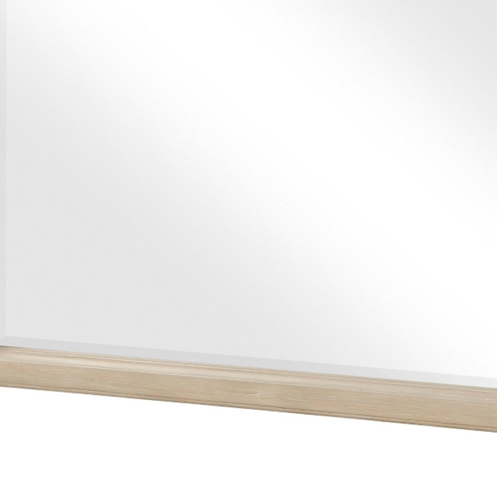 Hadly Dresser Mirror | Framed Design | Farmhouse Style | Beige Wood 38x51