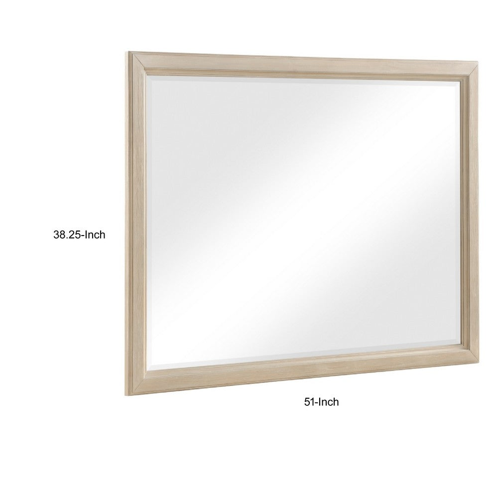 Hadly Dresser Mirror | Framed Design | Farmhouse Style | Beige Wood 38x51