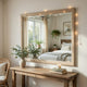 Hadly Dresser Mirror | Framed Design | Farmhouse Style | Beige Wood 38x51