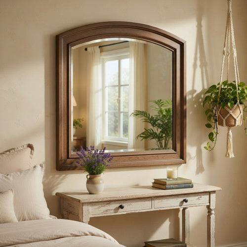 Bely Arched Dresser Mirror | Picture Frame Molding | Antique Brown 37x42