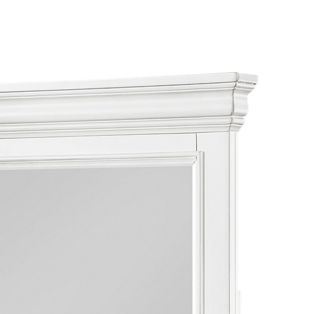 Jena Dresser Mirror | Crown Molded Frame | White Wood | 36x38 Rectangular