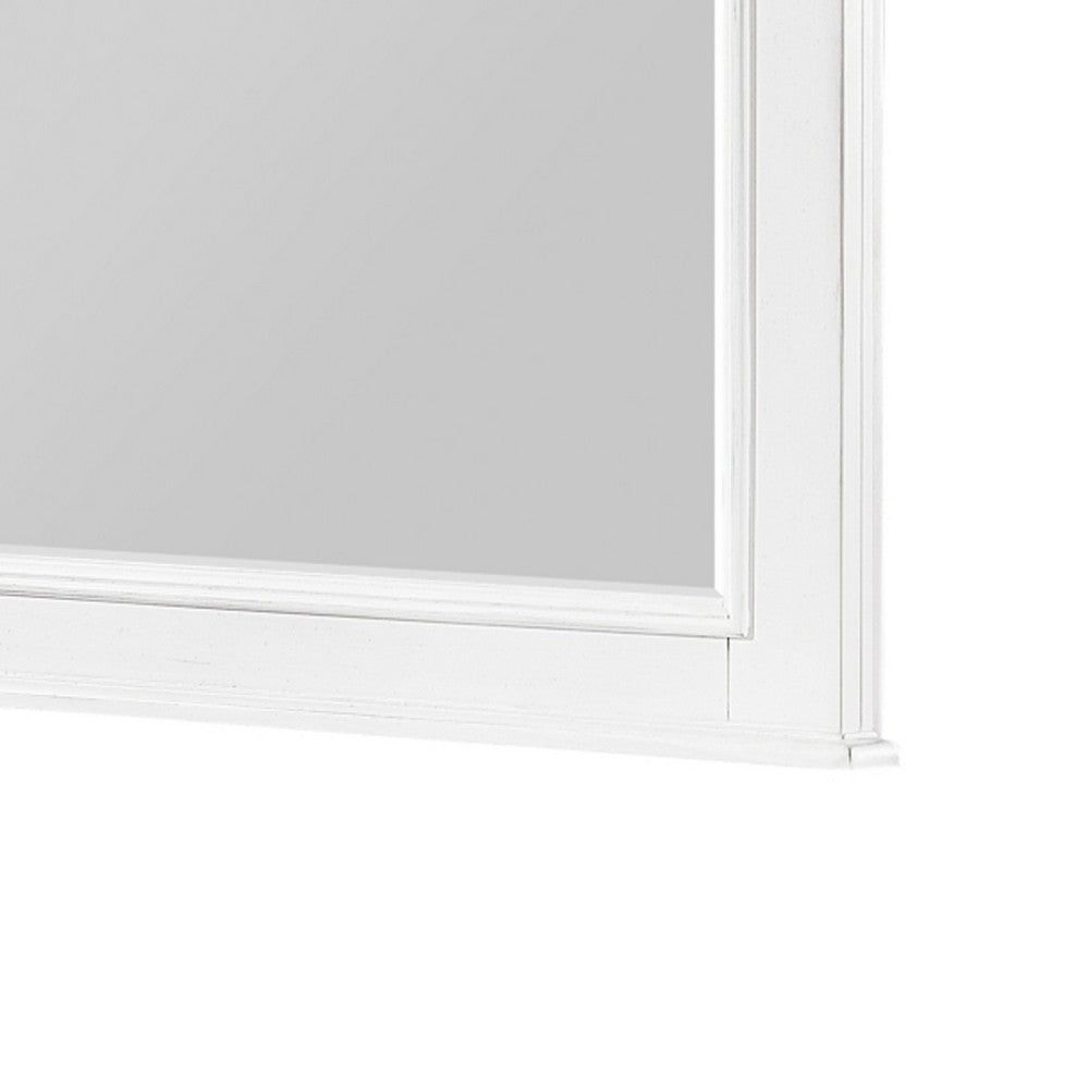 Jena Dresser Mirror | Crown Molded Frame | White Wood | 36x38 Rectangular