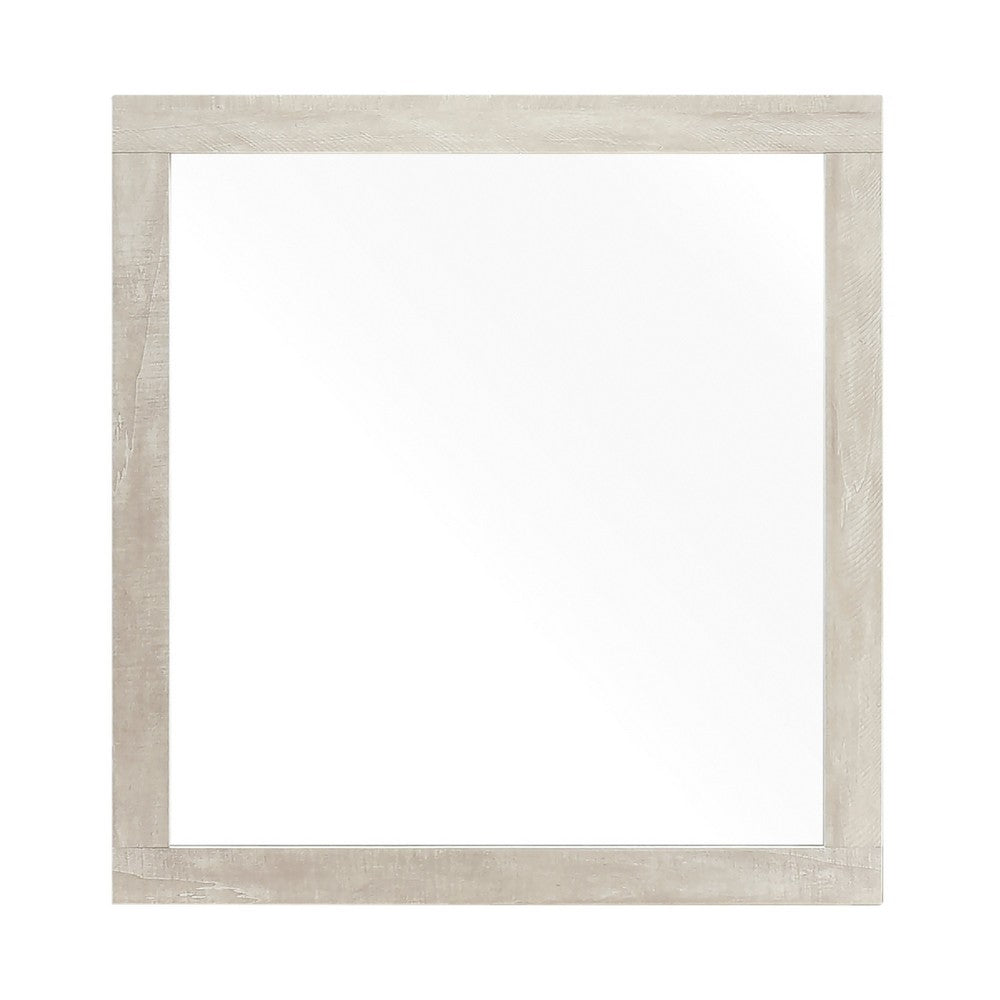 Asmi Dresser Mirror | Framed Design | Dusty Oak Gray Wood | Modern 37x39