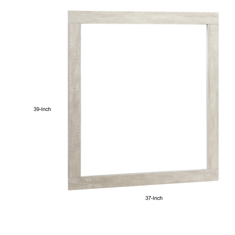 Asmi Dresser Mirror | Framed Design | Dusty Oak Gray Wood | Modern 37x39