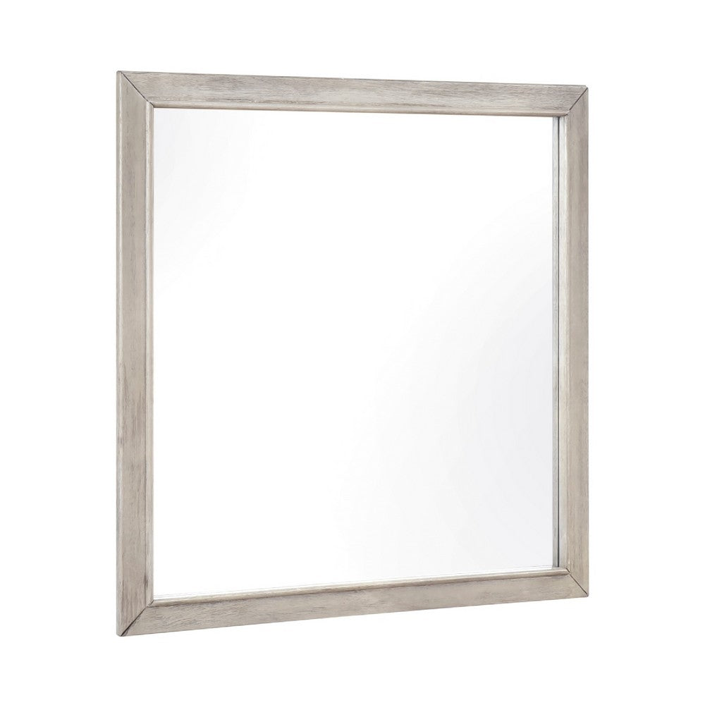 Evy Dresser Mirror | Framed Design | Rustic Gray Wood | 38x38 Square